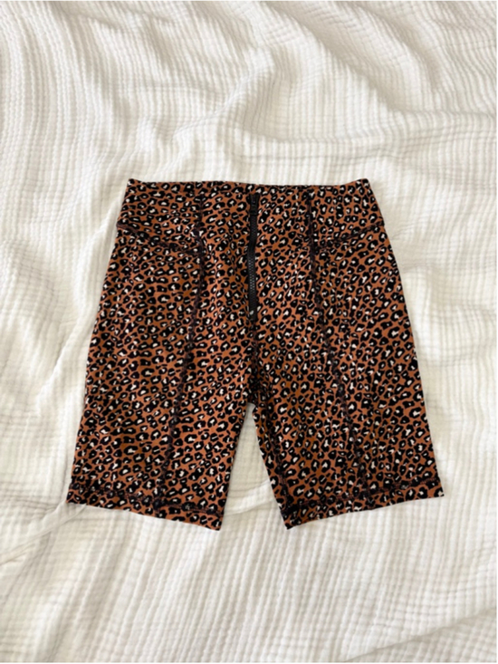Free People Pants - Women's Free People Brown Black Leopard Print Bike Shorts S Rayon